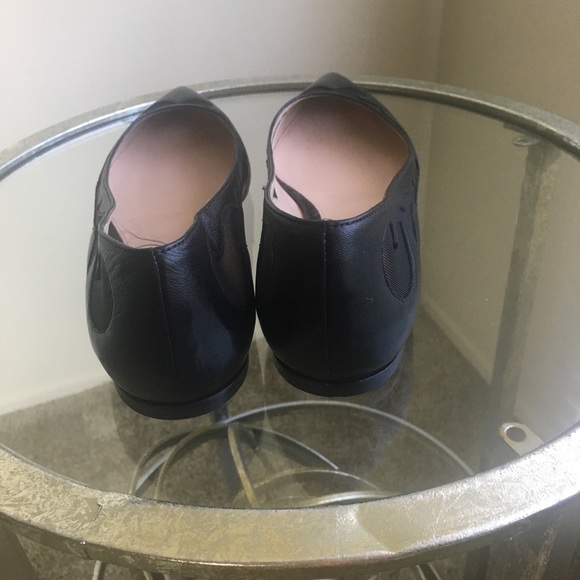 GIANVITO ROSSI MESH INSERT Point toe LEATHER FLATS - Picture 6 of 6